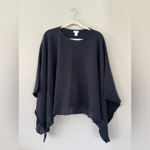 Garnet Hill Cashmere Poncho in Black - One Size